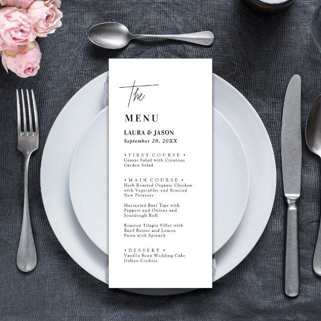 Black and White Minimalist Wedding Dinner Menus (Creator Uploaded)