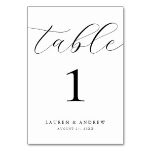 Black and White Minimalist Wedding Event Custom Table Number