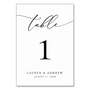 Black and White Minimalist Wedding Event Custom Table Number