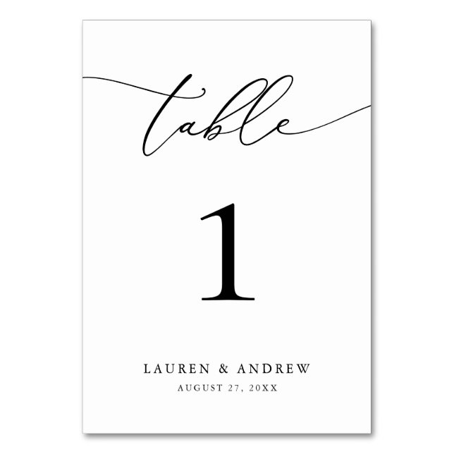 Black and White Minimalist Wedding | Event Custom  Table Number (Front)