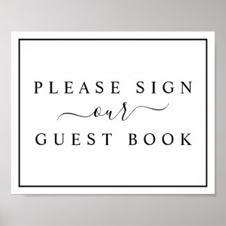 Black and White Minimalist Wedding Guest Book Sign