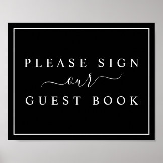 Black and White Minimalist Wedding Guest Book Sign