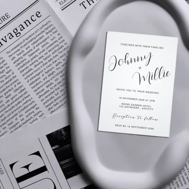 Black and White Minimalist Wedding Invitation (Creator Uploaded)