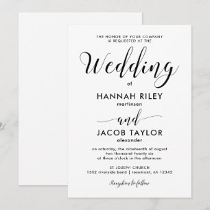 Black and White Minimalist Wedding Invitation