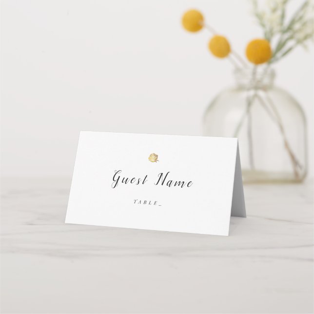Black and white minimalist wedding place cards (Front)