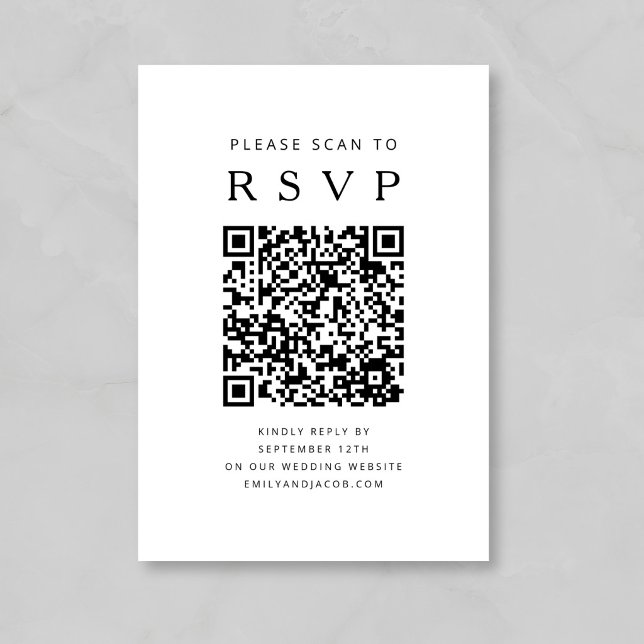 Black And White Minimalist Wedding QR Code Enclosure Card (Black And White Minimalist Wedding QR Code Enclosure Card)