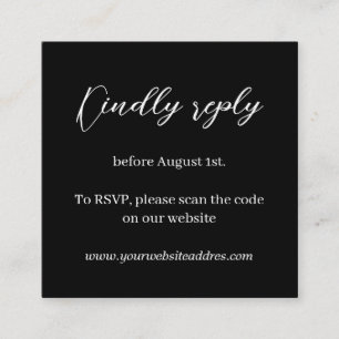 Black and white minimalist wedding RSVP Enclosure Card