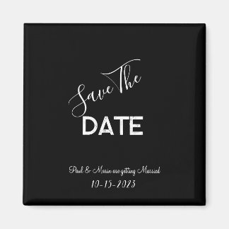 Black and White Minimalist Wedding Save the Date Magnet