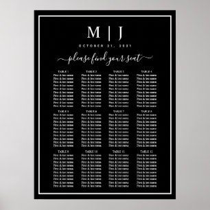 Black and White Minimalist Wedding Seating Chart