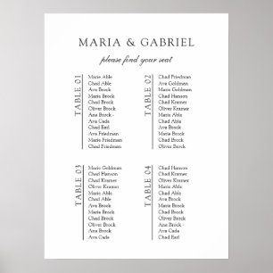 Black and white minimalist Wedding Seating Chart