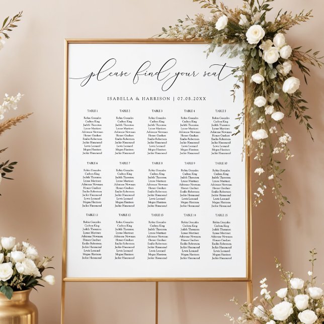 Black and White Minimalist Wedding Seating Chart (Creator Uploaded)