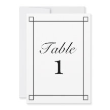 Black and White Minimalist Wedding Table Numbers