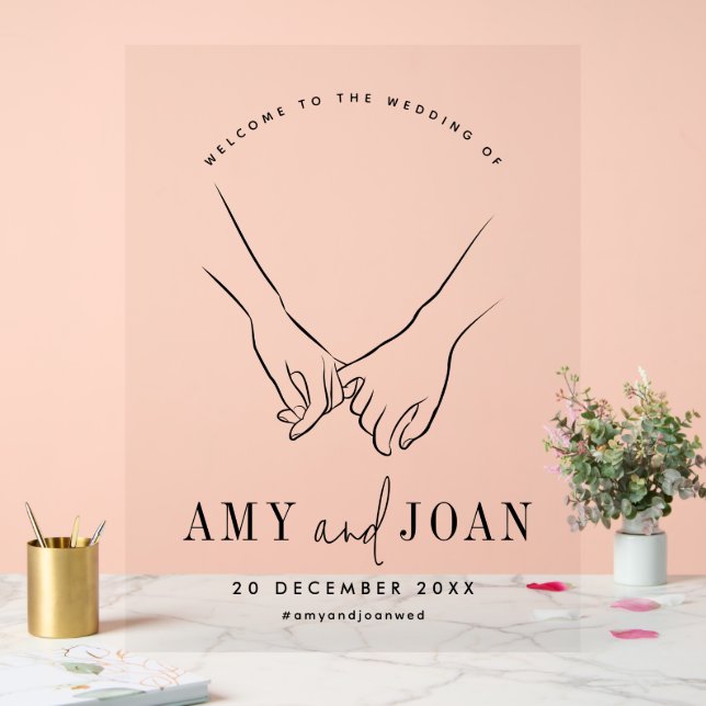 Black and White Minimalist Wedding Welcome Acrylic Sign (Wedding)