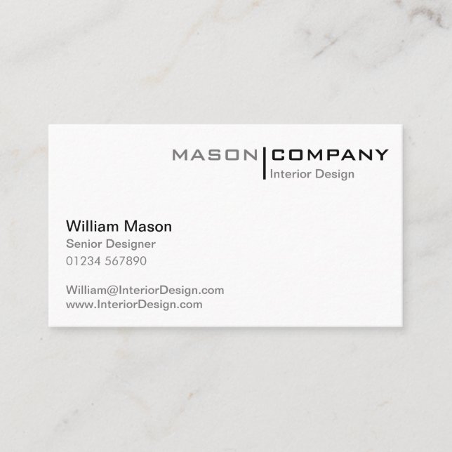 Black and White Minimalistic Business Card (Front)