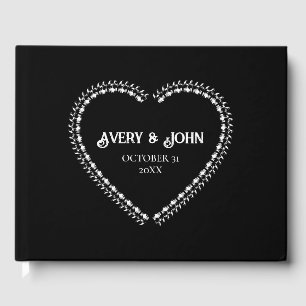 Black and White Minimalistic Gothic Wedding Guest Book