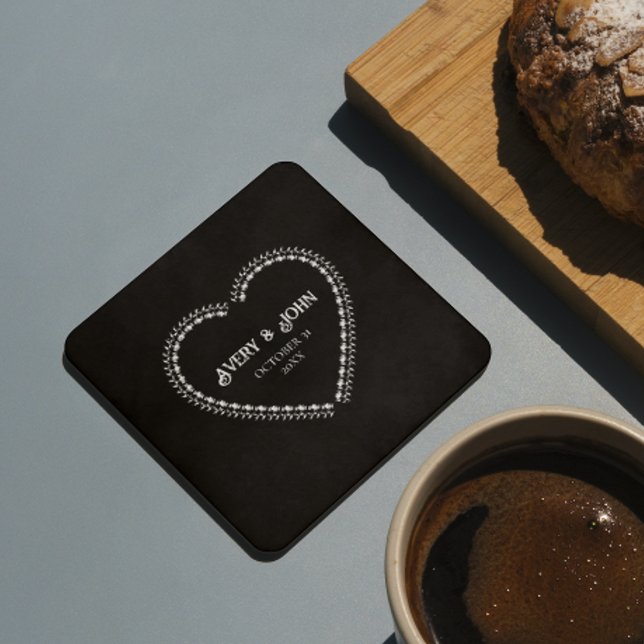 Black and White Minimalistic Gothic Wedding Paper Coaster (Creator Uploaded)