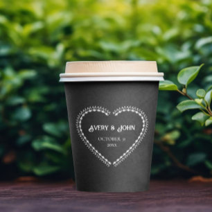 Black and White Minimalistic Gothic Wedding Paper Cups