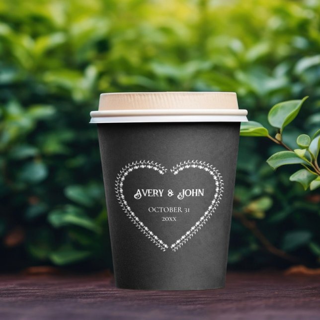 Black and White Minimalistic Gothic Wedding Paper Cups (Creator Uploaded)