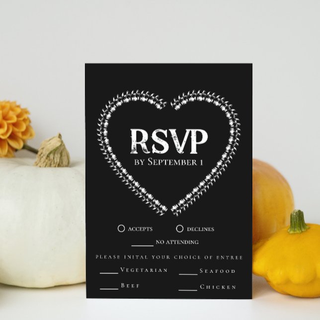 Black and White Minimalistic Gothic Wedding RSVP Invitation (Creator Uploaded)