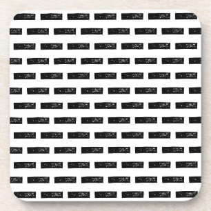 Black and White "Minus" Math Symbol Lino Cut Coaster
