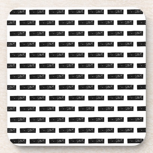 Black and White "Minus" Math Symbol Lino Cut Coaster (Front)