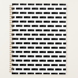 Black and White "Minus" Math Symbol Lino Cut Planner