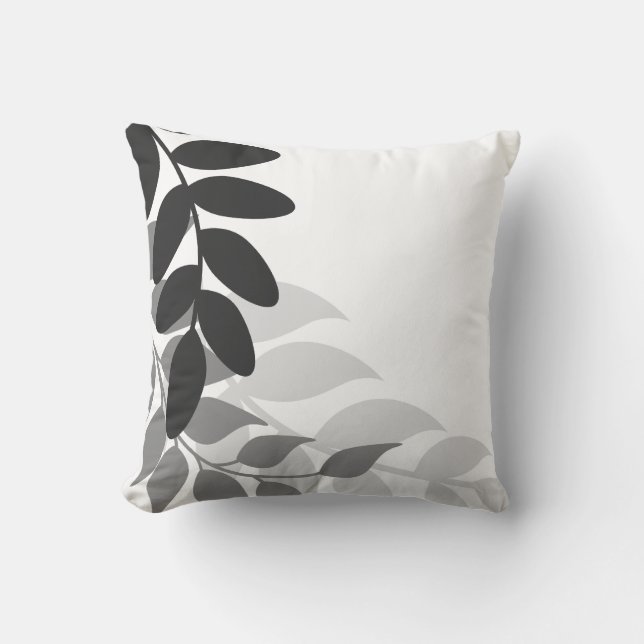 Black and White Mod Vines Cushion (Front)