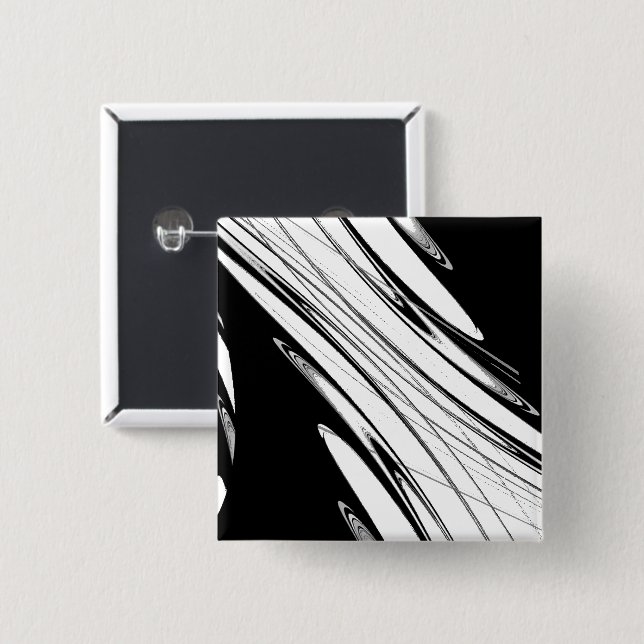 Black and White Modern 15 Cm Square Badge (Front & Back)