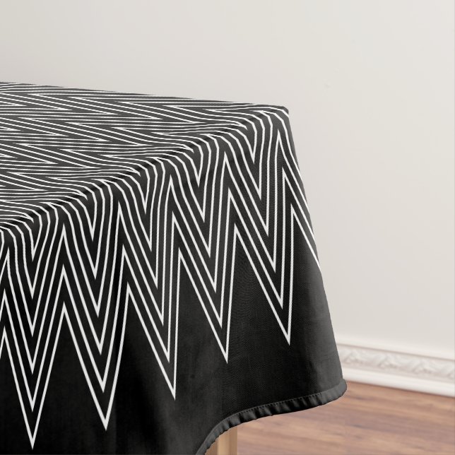Black And White Modern Abstract Geometric Design Tablecloth (In Situ)