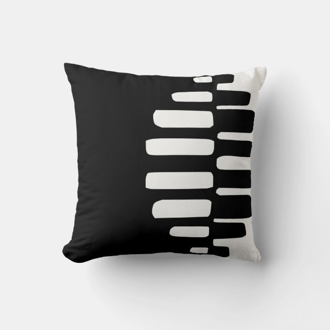 Black and White Modern Abstract Pinecone Cushion (Front)