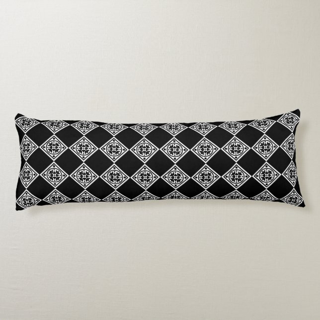 Black And White Modern Art Deco Body Pillow (Back)