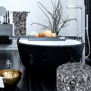 BLACK AND WHITE MODERN BAROQUE ORNAMENTAL  BATH TO TOWEL SET
