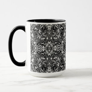 BLACK AND WHITE MODERN BAROQUE ORNAMENTAL MUG
