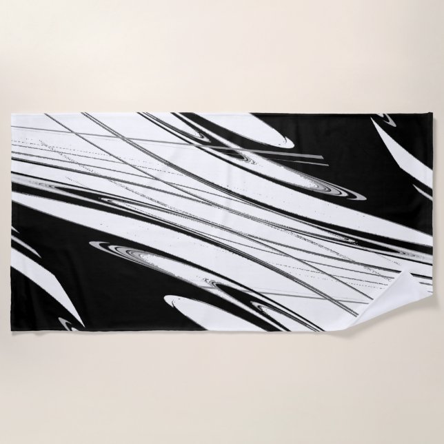 Black and White Modern Beach Towel (Front)