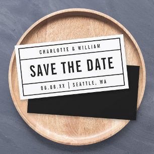 Black and White Modern Bordered Bold Save the Date