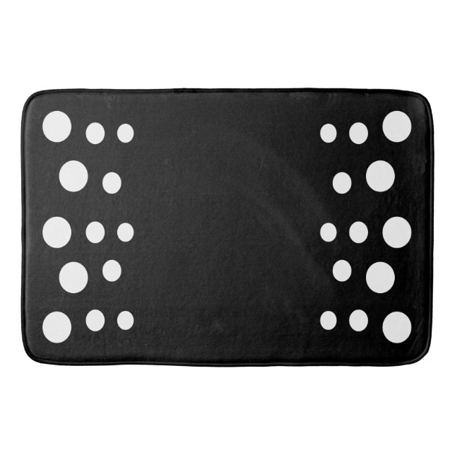Black and white Modern Bubbles Dots Bath Mat (Front)