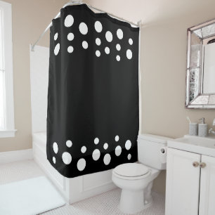 Black and white Modern Bubbles Dots Shower Curtain