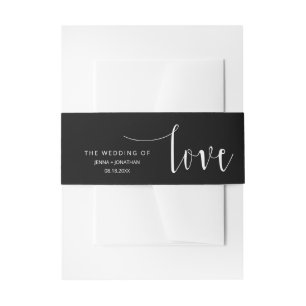 Black and White Modern Calligraphy Script Wedding Invitation Belly Band
