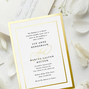 Black and White Modern Calligraphy Wedding Gold