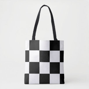 Black and White Modern Chequered Pattern Tote Bag