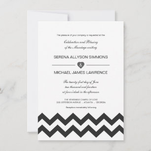 Black and White Modern Chevron Wedding Invitations
