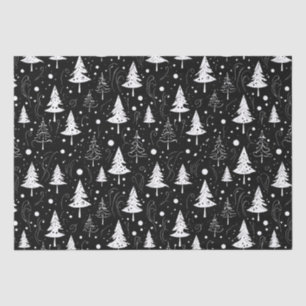 Black and White Modern Christmas Trees Tissue Paper