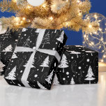 Black and White Modern Christmas  Wrapping Paper<br><div class="desc">Black and white Christmas gift wrap with abstract modern Christmas trees.</div>