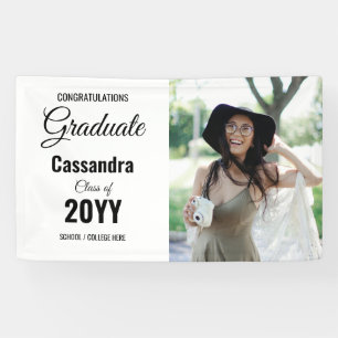 Black and White Modern Classic Photo Graduation Banner