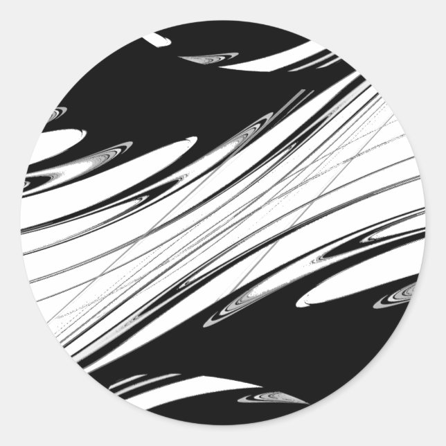 Black and White Modern Classic Round Sticker (Front)