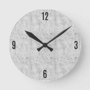 Black and White Modern Concrete Pattern Round Clock