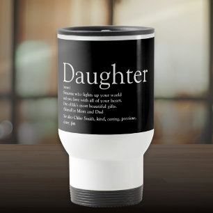 Black and White Modern Cool Daughter Definition Travel Mug