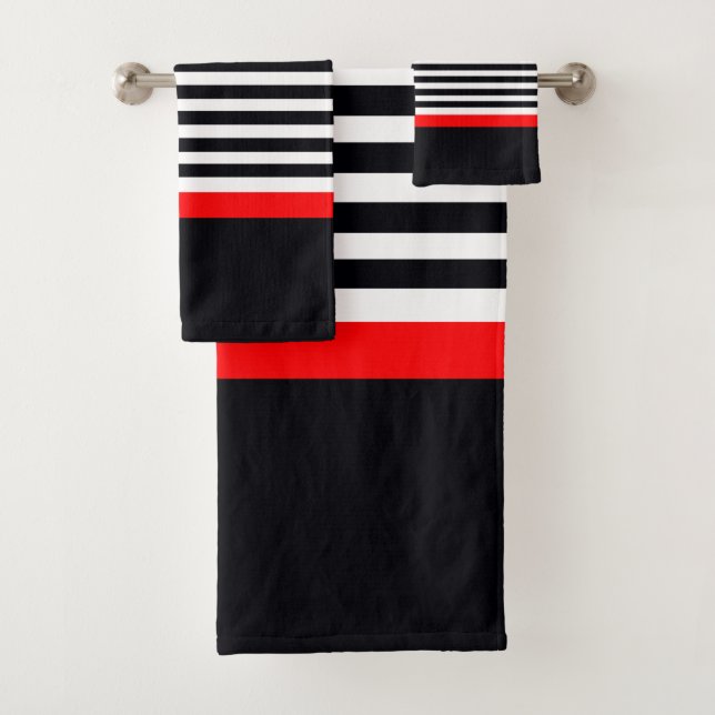 Black and White Modern Designed Bath Towel Set (Insitu)