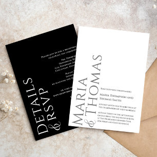 Black and White Modern Details RSVP Wedding Invitation