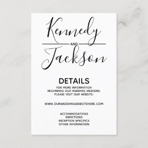 Black and White Modern Details Wedding Calligraphy Enclosure Card